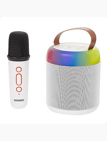 Mini caixa de som sem fio 80w branca com microfone e luzes bontempi