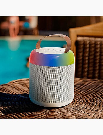 Mini caixa de som sem fio 80w branca com microfone e luzes bontempi