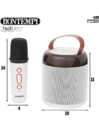 Mini caixa de som sem fio 80w branca com microfone e luzes bontempi
