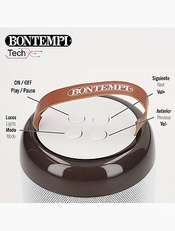 Mini caixa de som sem fio 80w branca com microfone e luzes bontempi