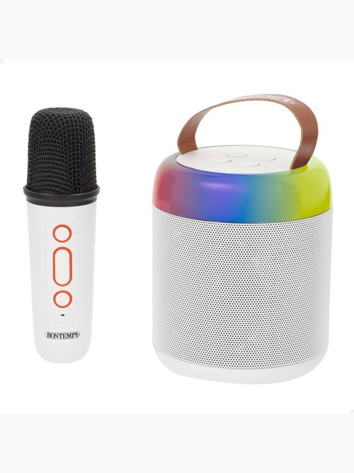 Mini caixa de som sem fio 80w branca com microfone e luzes bontempi - Kiabi