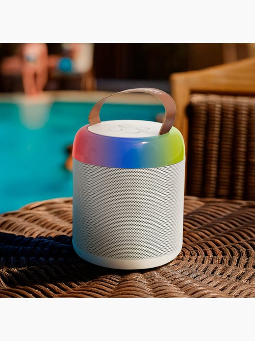Mini caixa de som sem fio 80w branca com microfone e luzes bontempi - Kiabi