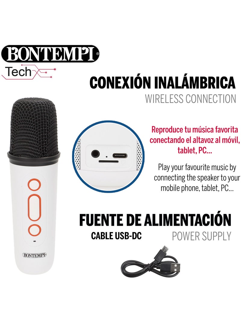 Mini caixa de som sem fio 80w branca com microfone e luzes bontempi N/D - Kiabi