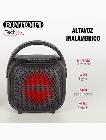 Mini caixa de som sem fio com microfone e luzes rgb bontempi