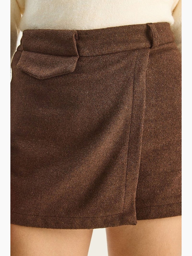 Mini calções justos de cintura subida com bolso lucci Castanho-escuro - Kiabi