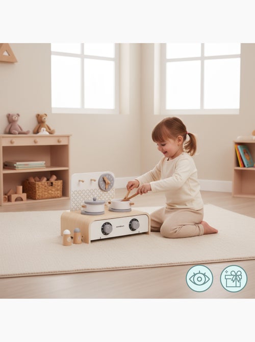 Mini cozinha madeira dobravel infantil 32x21cm tachos acessorios mamabrum - Kiabi
