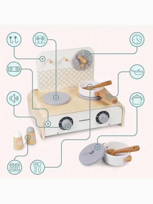 Mini cozinha madeira dobravel infantil 32x21cm tachos acessorios mamabrum - Kiabi