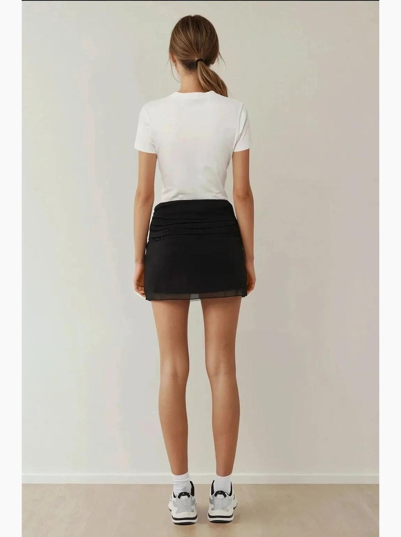 Mini saia de chiffon ajustada hiccup Preto - Kiabi