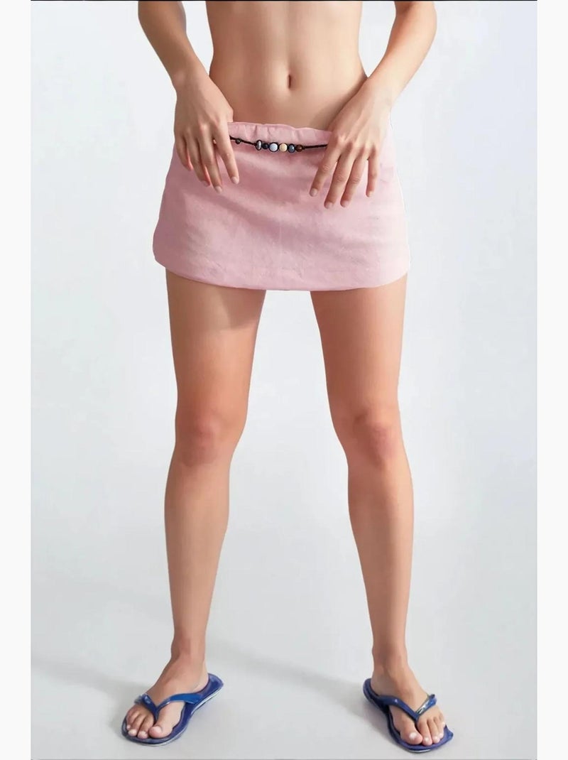 Mini-saia de cintura baixa hiccup Rosa-claro - Kiabi