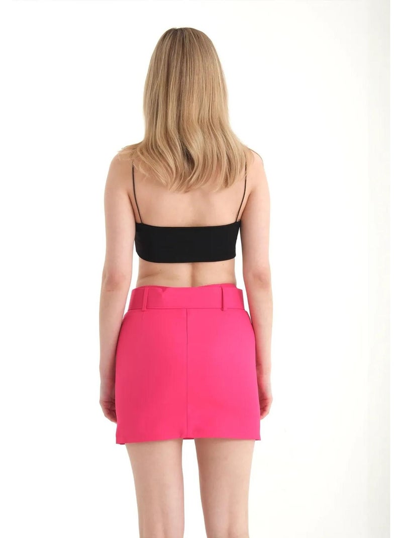 Mini saia de cintura subida com detalhe de cinto Rosa - Kiabi