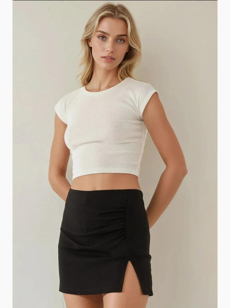 Mini skort com detalhe drapeado hiccup Preto - Kiabi