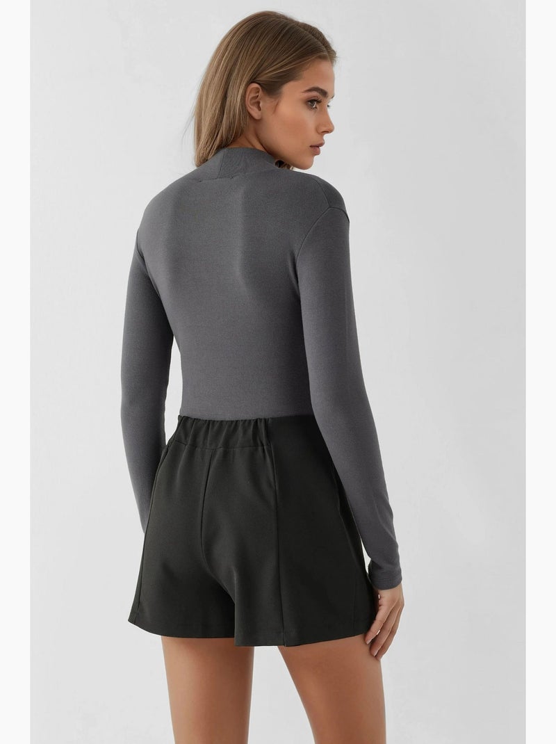 Mini skorts de cintura subida com rachas duplas hiccup Preto - Kiabi