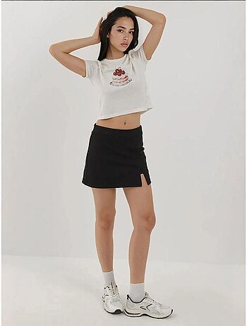 Mini skorts texturizados com cintura elástica hiccup