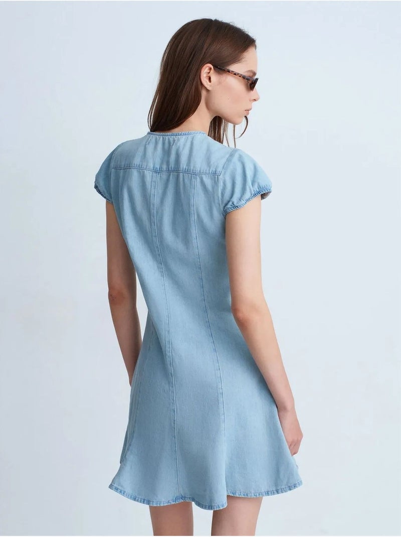 Mini vestido em a de ganga dilvin Azul claro - Kiabi