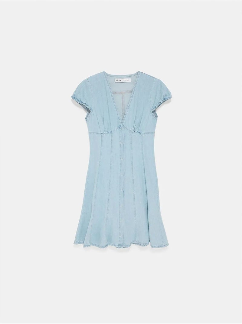 Mini vestido em a de ganga dilvin Azul claro - Kiabi