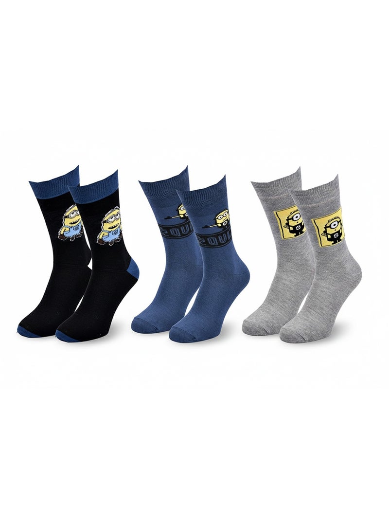Minions - meias homem licença pack de 3 Preto Azul Cinza - Kiabi