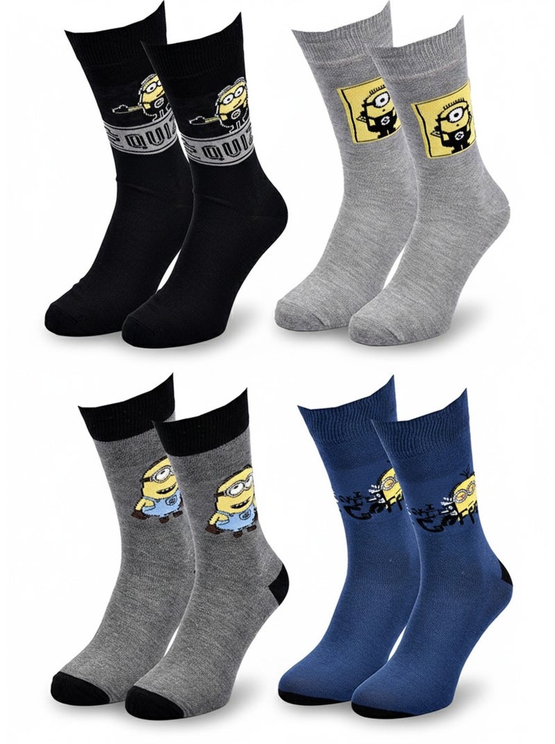 Minions - meias homem licenciadas pack de 4 Preto Azul Cinza - Kiabi