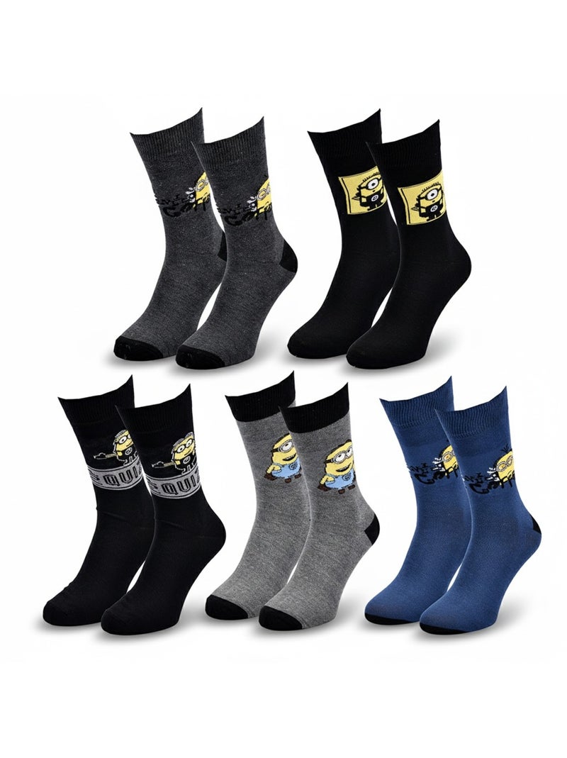 Minions - meias homem licenciadas pack de 5 Cinza-azul preto - Kiabi
