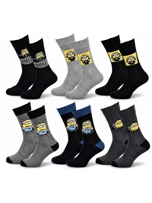 Minions - meias homem licenciadas pack de 6 mix surpresa - Kiabi Minions - meias homem licenciadas pack de 6 mix surpresa - Kiabi