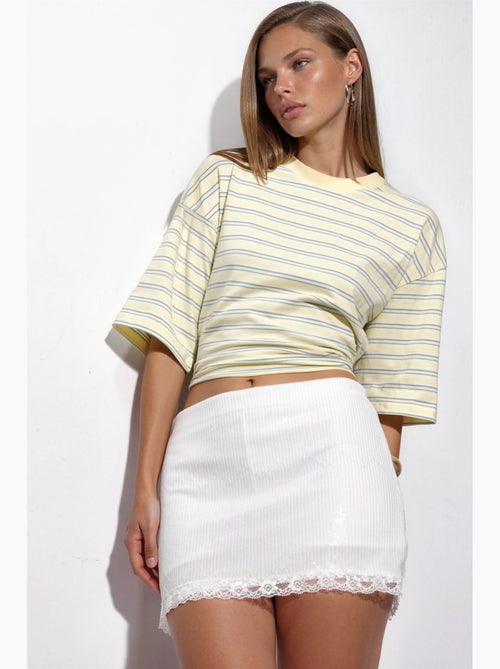 Minissaia bodycon de cintura alta com lantejoulas busem - Kiabi