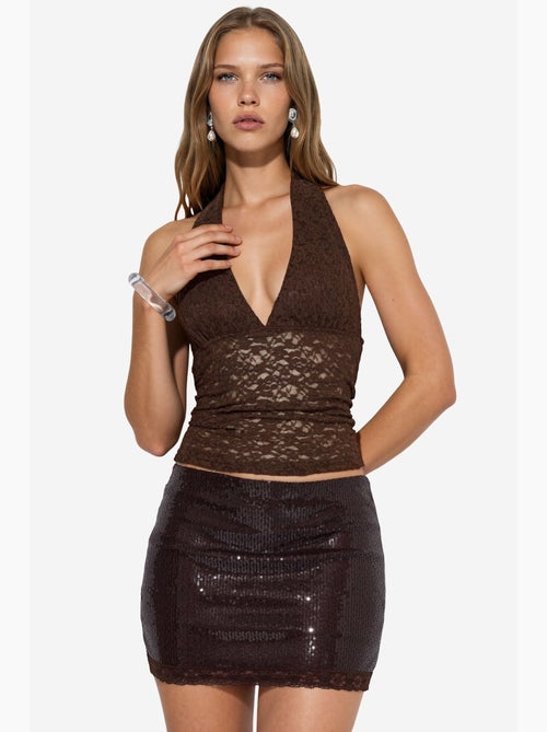 Minissaia bodycon de cintura alta com lantejoulas busem - Kiabi