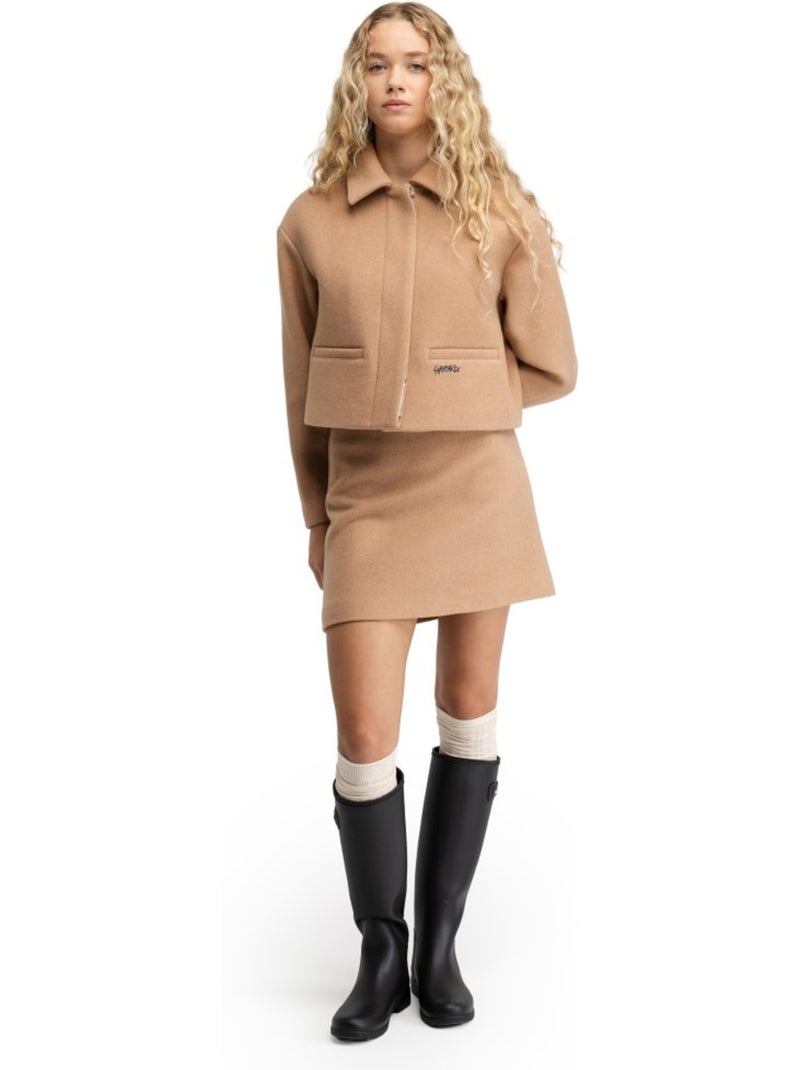 Minissaia de lã para mulher Bege - Kiabi