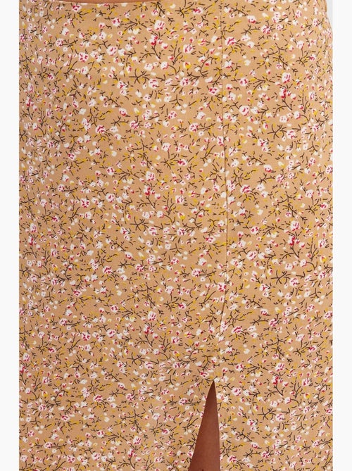 Minissaia floral de cintura subida com racha lateral hiccup - Kiabi Minissaia floral de cintura subida com racha lateral hiccup - Kiabi