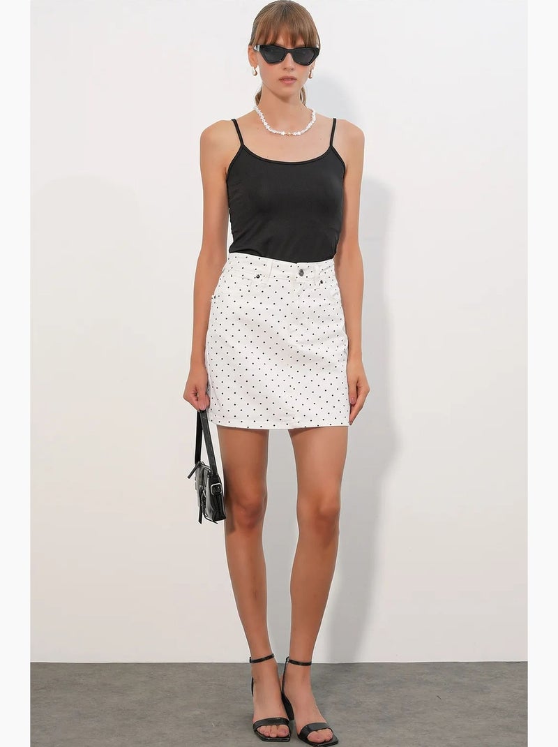 Minissaia jeans de bolinhas de cintura alta bdart Branco sujo - Kiabi