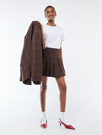 Minissaia plissada com zíper