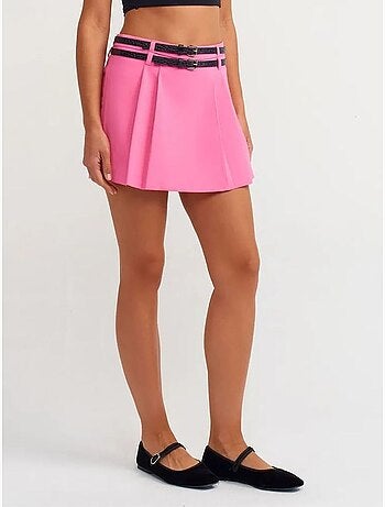 Minissaia skater de cintura subida com cinto dilvin