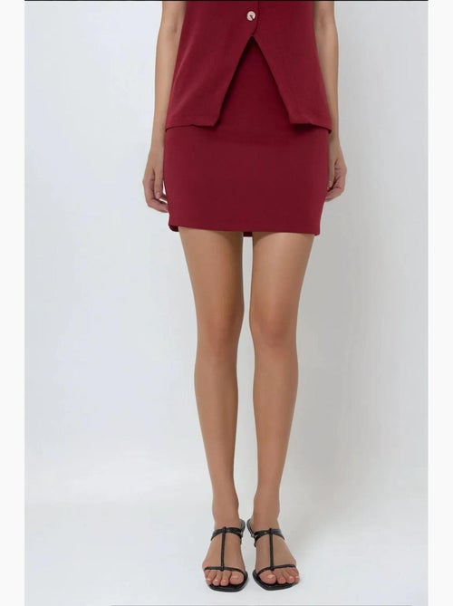 Minissaia slim fit borgonha de cintura alta hiccup - Kiabi Minissaia slim fit borgonha de cintura alta hiccup - Kiabi