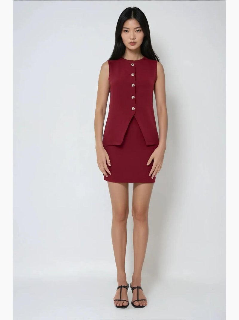 Minissaia slim fit borgonha de cintura alta hiccup Vermelho bordô - Kiabi