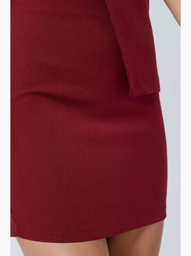 Minissaia slim fit borgonha de cintura alta hiccup Vermelho bordô - Kiabi