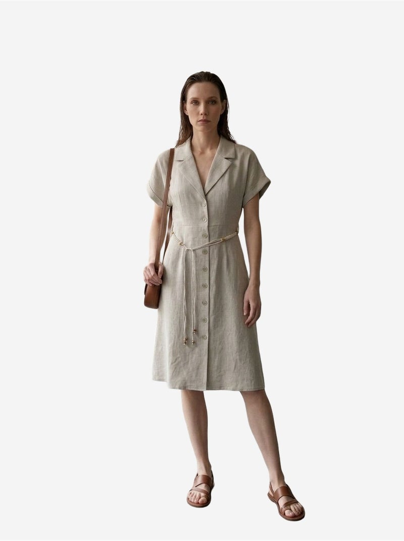 Minivestido camiseiro de popelina de algodão my fashion Bege natural - Kiabi