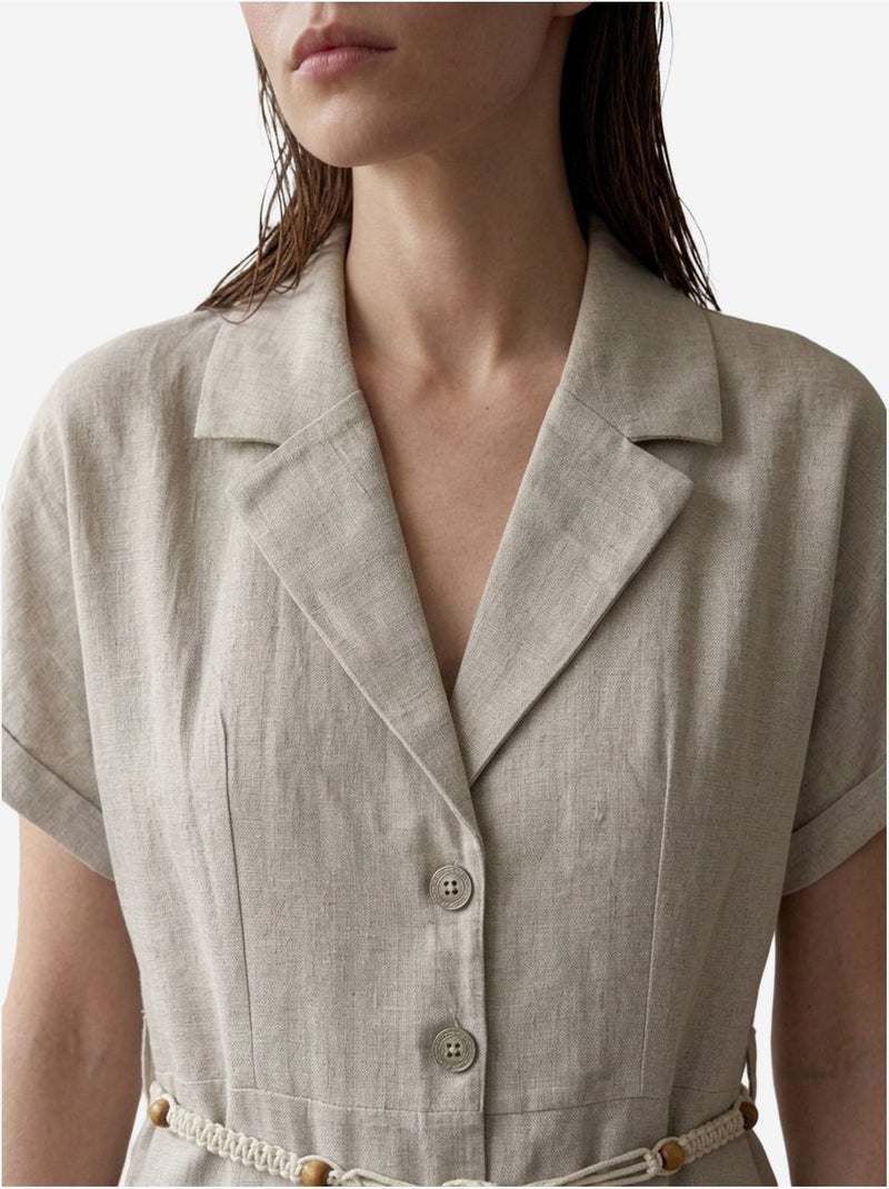 Minivestido camiseiro de popelina de algodão my fashion Bege natural - Kiabi