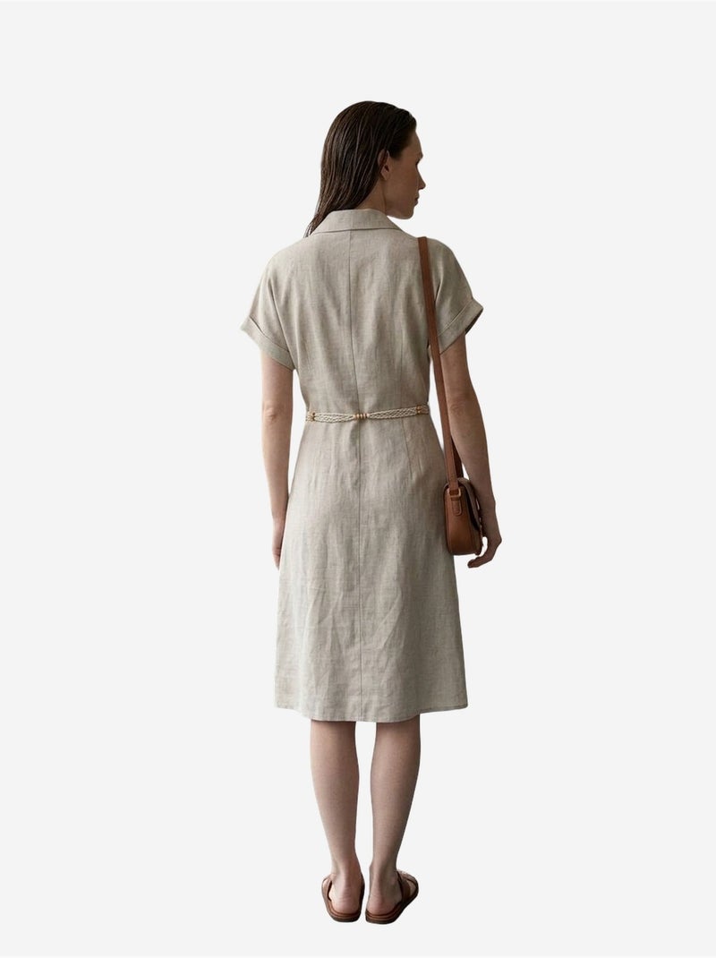 Minivestido camiseiro de popelina de algodão my fashion Bege natural - Kiabi