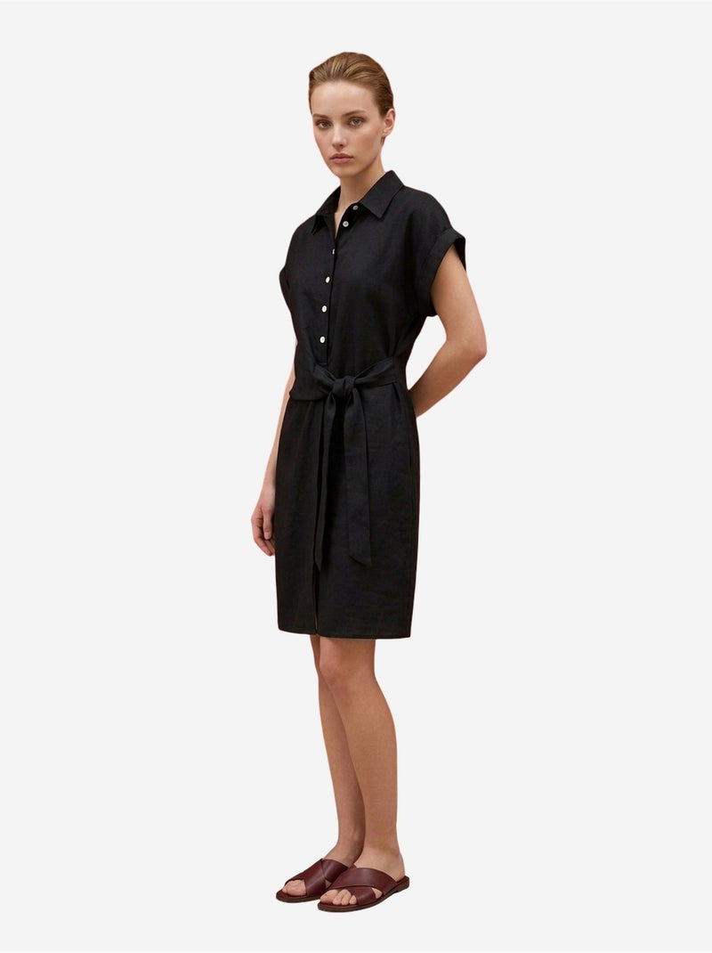 Minivestido camiseiro de popelina de algodão my fashion Preto - Kiabi