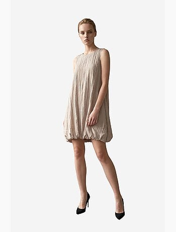 Minivestido solto em lyocell texturado my fashion