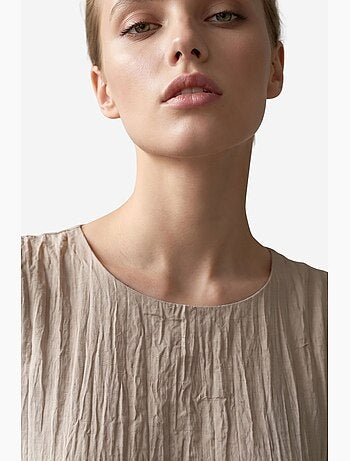 Minivestido solto em lyocell texturado my fashion
