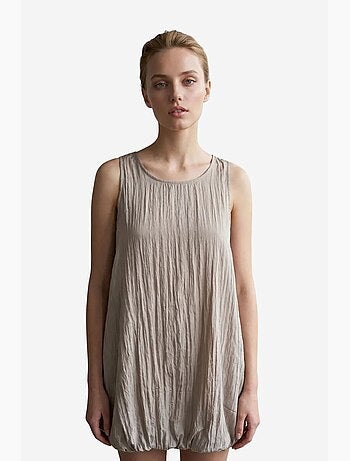 Minivestido solto em lyocell texturado my fashion