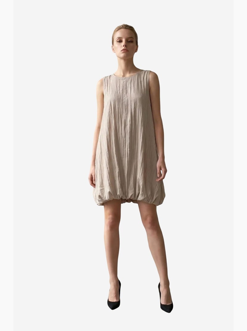 Minivestido solto em lyocell texturado my fashion Areia - Kiabi