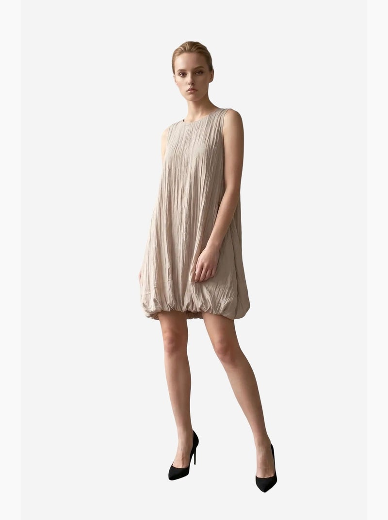 Minivestido solto em lyocell texturado my fashion Areia - Kiabi