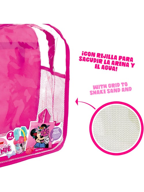 Minnie conjunto de balde de praia com acessórios, mochila e poncho - Kiabi