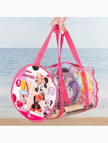 Minnie conjunto de balde de praia com acessórios toalha e saco