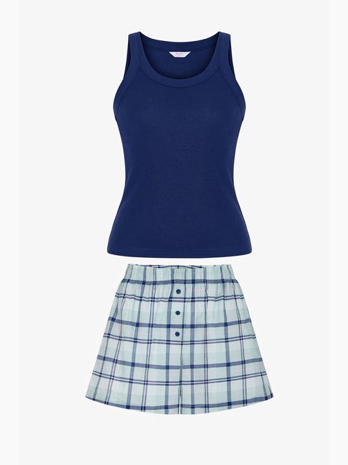 Mira conjunto de pijama curto aos quadrados penti - Kiabi Mira conjunto de pijama curto aos quadrados penti - Kiabi
