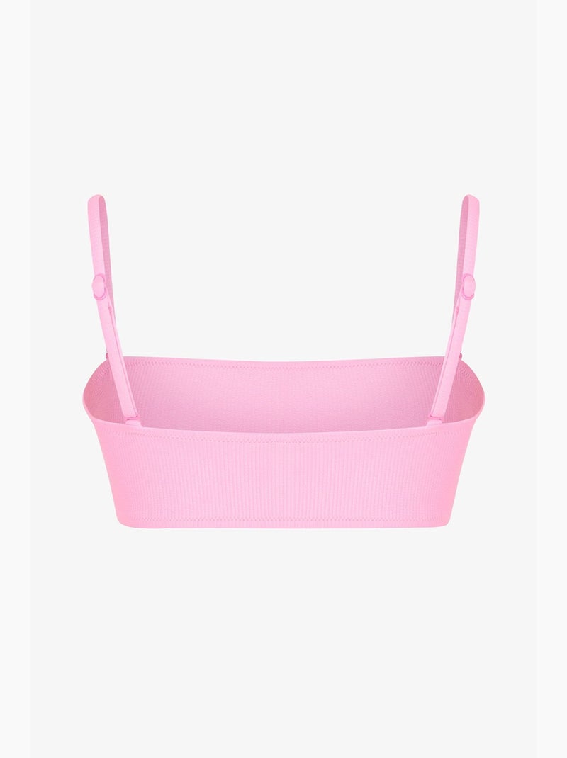 Missa top de biquíni tomara que caia texturizado penti Rosa-fluo/Solinotes - Kiabi