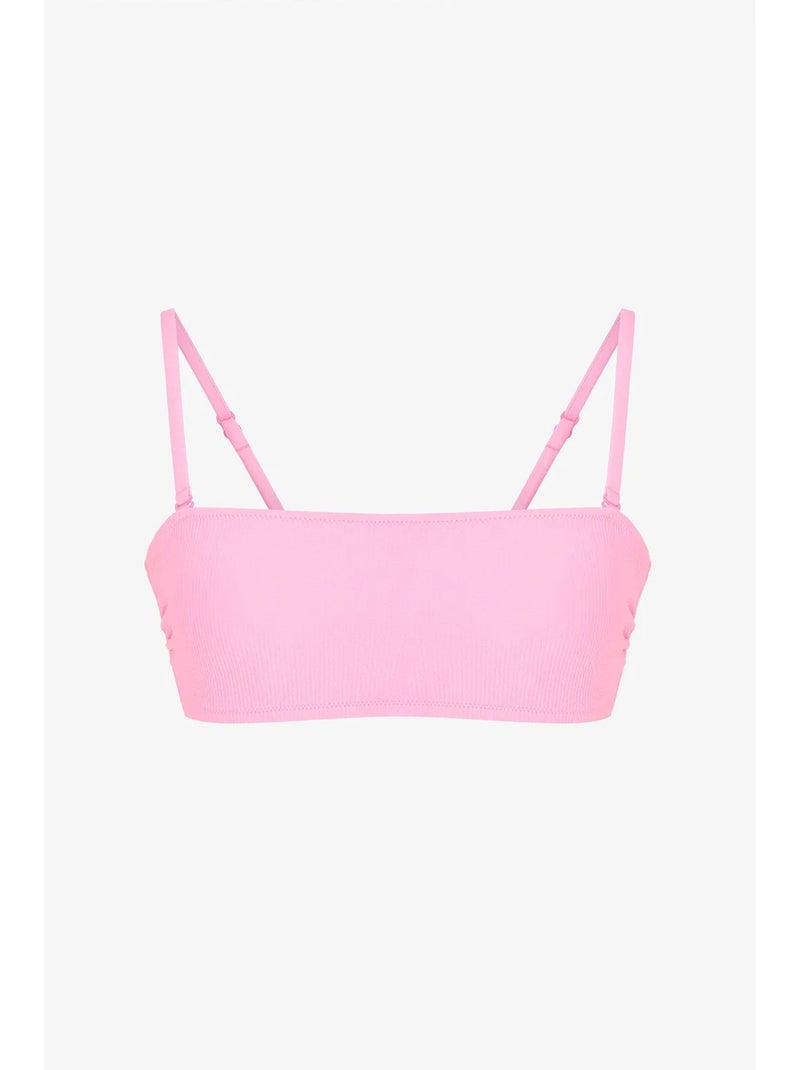 Missa top de biquíni tomara que caia texturizado penti Rosa-fluo/Solinotes - Kiabi