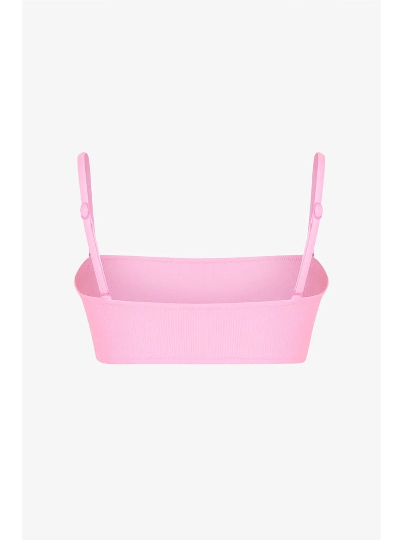 Missa top de biquíni tomara que caia texturizado penti Rosa-fluo/Solinotes - Kiabi