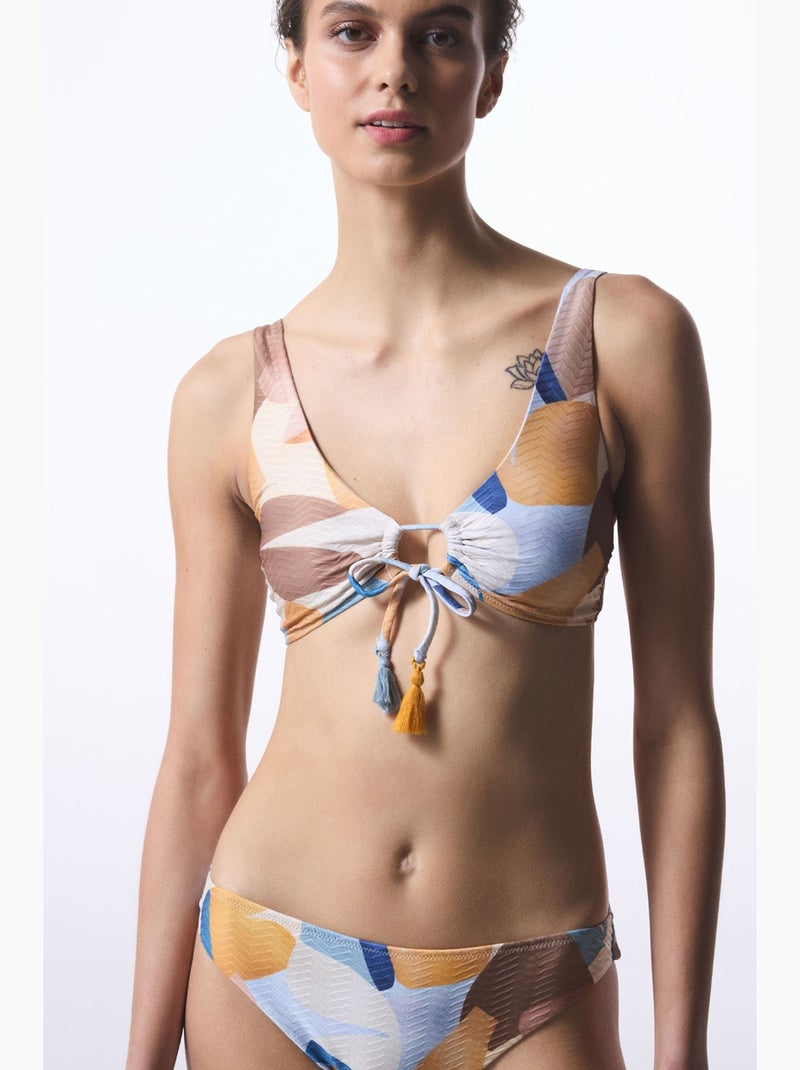 Misty hot top de biquíni com padrão étnico e miçangas penti Azul-céu - Kiabi