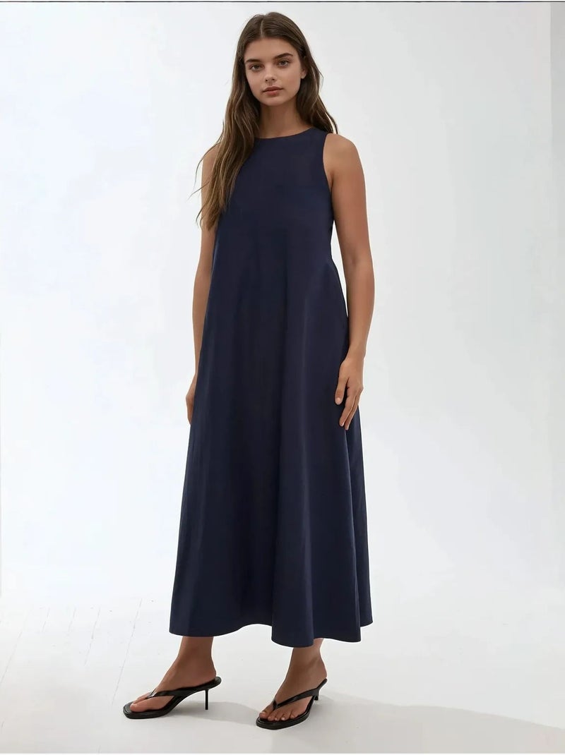 Mixray collection vestido maxi em a com decote redondo e sem mangas hiccup Azul-marinho - Kiabi